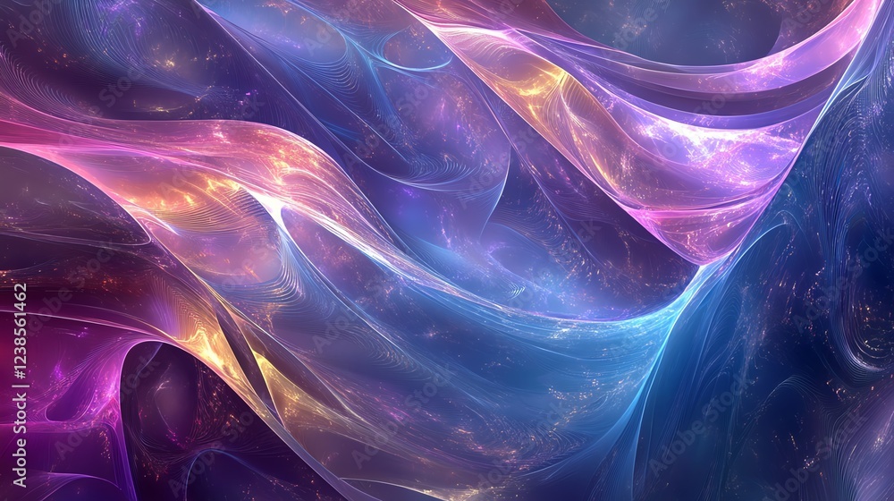 Poster colorful abstract waves of light create a mesmerizing visual experience in a digital artwork
