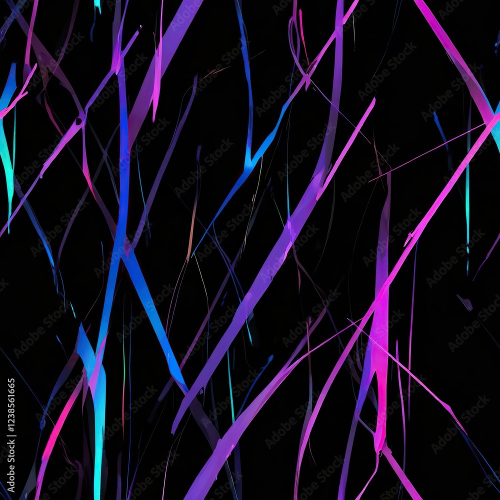 Poster abstract seamless pattern with colorful brushstrokes on a black background.
