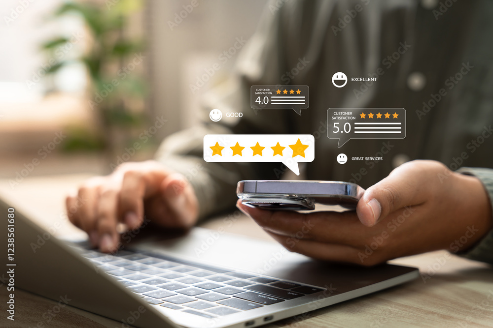 Canvas Prints online customer satisfaction survey service concept, client rate service from experience in applicat