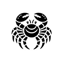 Stylized Crab: A Black and White Vector Graphic Design.  Perfect for marine-themed projects, logos, or illustrations. Simple, elegant, and symbolic.