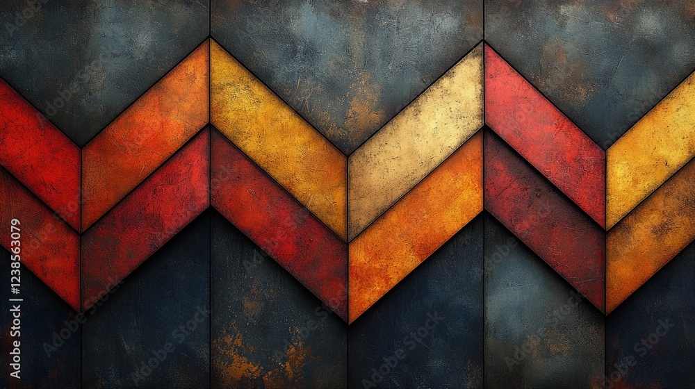 Poster geometric pattern with rust background, for backgrounds and graphic design