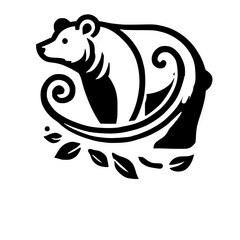 Elegant Polar Bear Graphic Design: Black and White Wildlife Art, Abstract Animal Illustration, Minimalist Logo, Nature Symbol