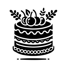 A delectable layered cake, adorned with cherries and delicate leaves, a delightful dessert for any occasion. This image is perfect for food blogs, bakeries, and culinary websites.