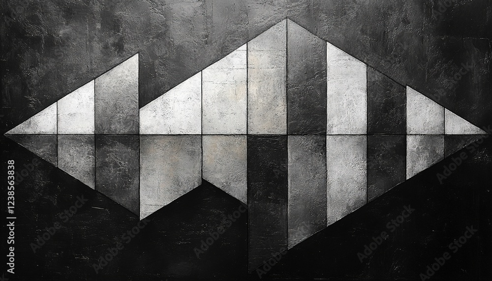 Poster geometric shape with alternating dark and light panels; art use in dark background