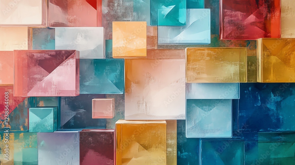 Poster colorful abstract blocks create a dynamic visual composition in modern design