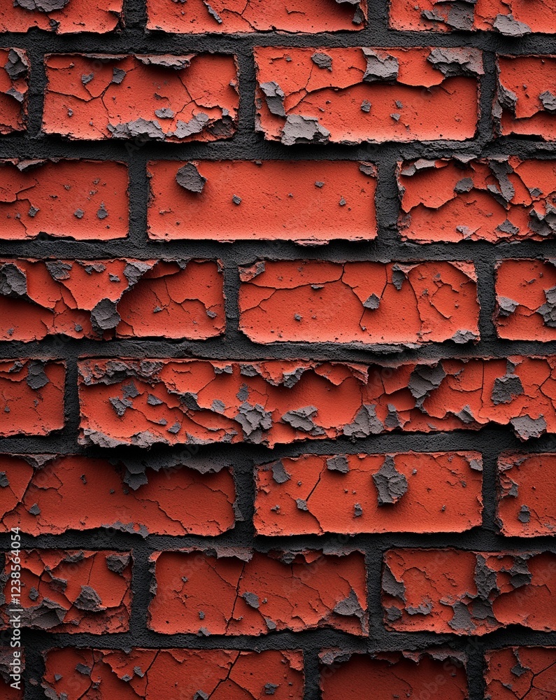 Poster rusty brick red with cracked rough textures and a deteriorated surface abstract rusty surfaces backg