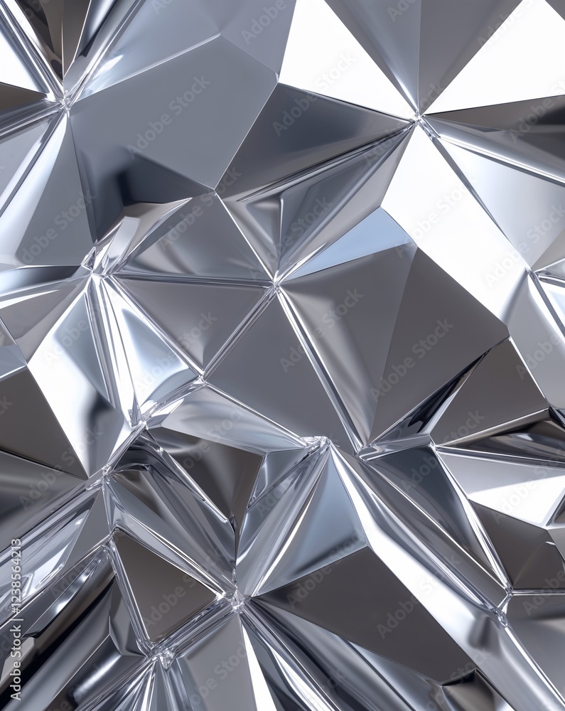 Poster shiny silver with diamond shapes and smooth transitions abstract background