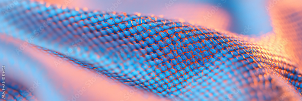 Aufkleber close-up of teal and orange textured surface with scale-like pattern