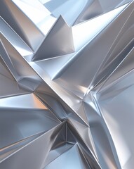 Silver with a 3D triangular shape and smooth surfaces abstract background