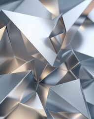 Silver with a 3D triangular shape and smooth surfaces abstract background