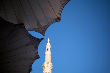 The giant automatic Umbrellas in Prophet Mosque in Madinah, also known as Masjid Nabawi, Saudi Arabia
