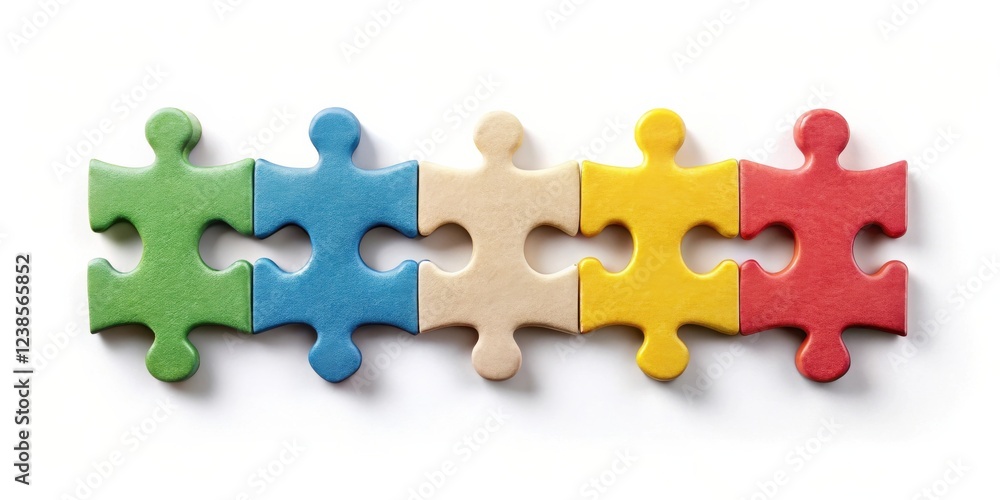 Poster Interlocking Colorful Puzzle Pieces Representing Teamwork and Collaboration