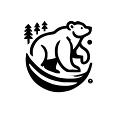 Minimalist Polar Bear Logo Design: Line Art of a Bear in a Circle, Nature-Inspired Graphic