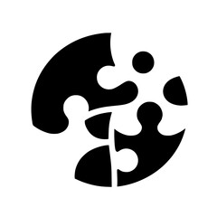Abstract Puzzle Pieces: Teamwork, Unity, and Problem-Solving Concept. Black and White Graphic Design. Creative Symbol for Business, Logic, and Strategy.
