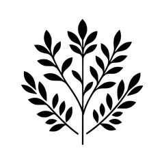 Elegant Minimalist Black and White Botanical Leaf Illustration. Simple Floral Branch Design, Perfect for Nature-Inspired Decor and Graphic Projects.