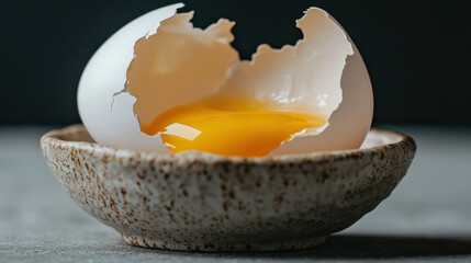Egg lover, Close-up of an egg cracking in slow motion, high fidelity image captures delicate details and textures.