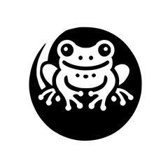 Charming Frog Illustration: Black and White Amphibian Design