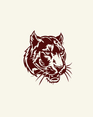 Fierce Tiger Head Illustration with Roaring Expression and Detailed Features