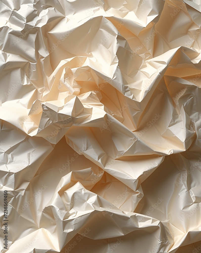 Poster cream colored crumpled paper with subtle folds and a soft warm texture abstract background