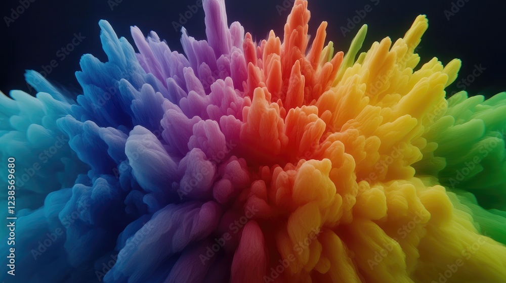 Poster vibrant color explosion abstract art digital creation studio environment close-up viewpoint visual i