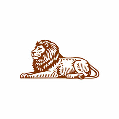 Relaxed Lion Lying on the Ground, Displaying Majestic and Peaceful Presence