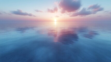Obraz premium Serene Sunset Over Calm Ocean Waters Reflecting Sky
