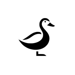 Elegant Black Duck Silhouette: Minimalist Bird Vector Graphic