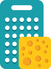 Cheese grater and a piece of cheese, kitchen utensil for grating cheese, cooking ingredient