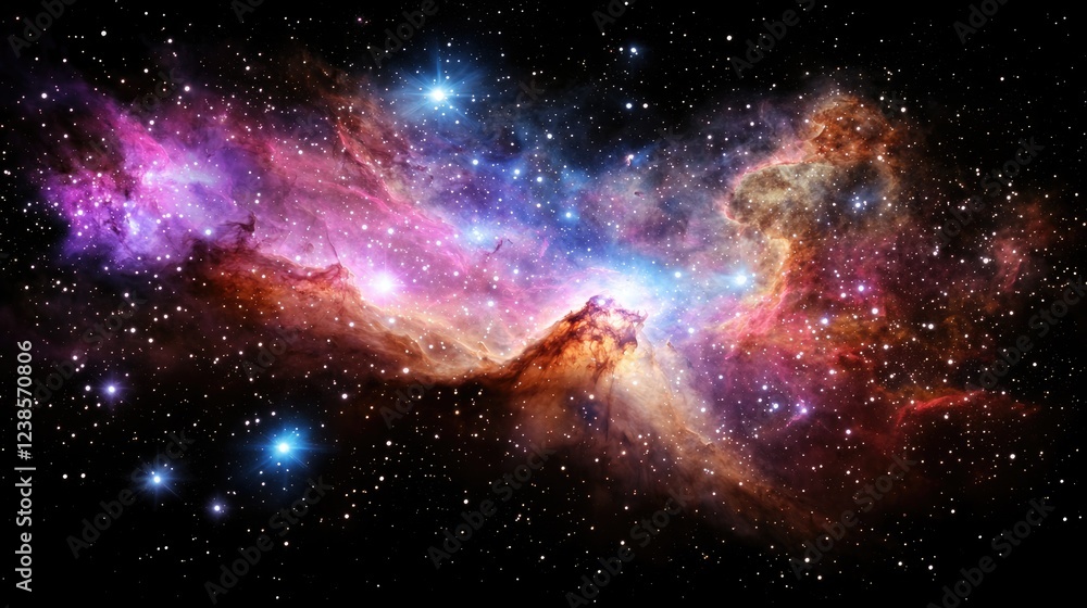 Poster cosmic nebula exploration outer space astronomical imagery stellar environment wide-field view celes