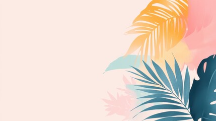 Obraz premium Tropical Leaf Abstract Art with Soft Pastel Background and Colors