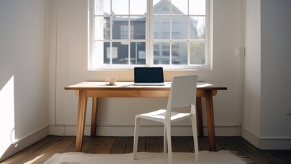 Bright and Airy Minimalist Workspace with Natural Light

