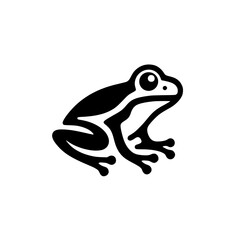 Elegant Black and White Frog Illustration: Nature Icon, Wildlife Symbol, Amphibian Design