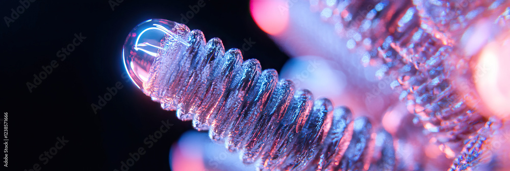 Poster close-up photograph of illuminated translucent spiral structures