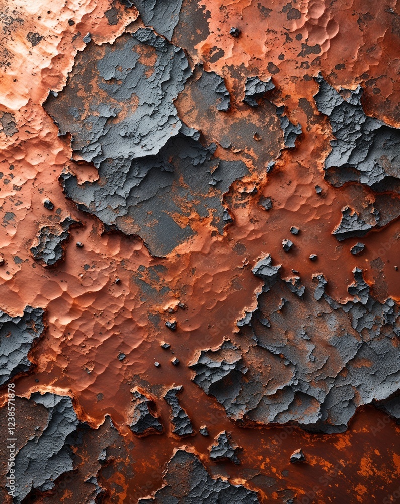 Poster faded copper with rough textures and weathered oxidized patterns abstract rusty surfaces background