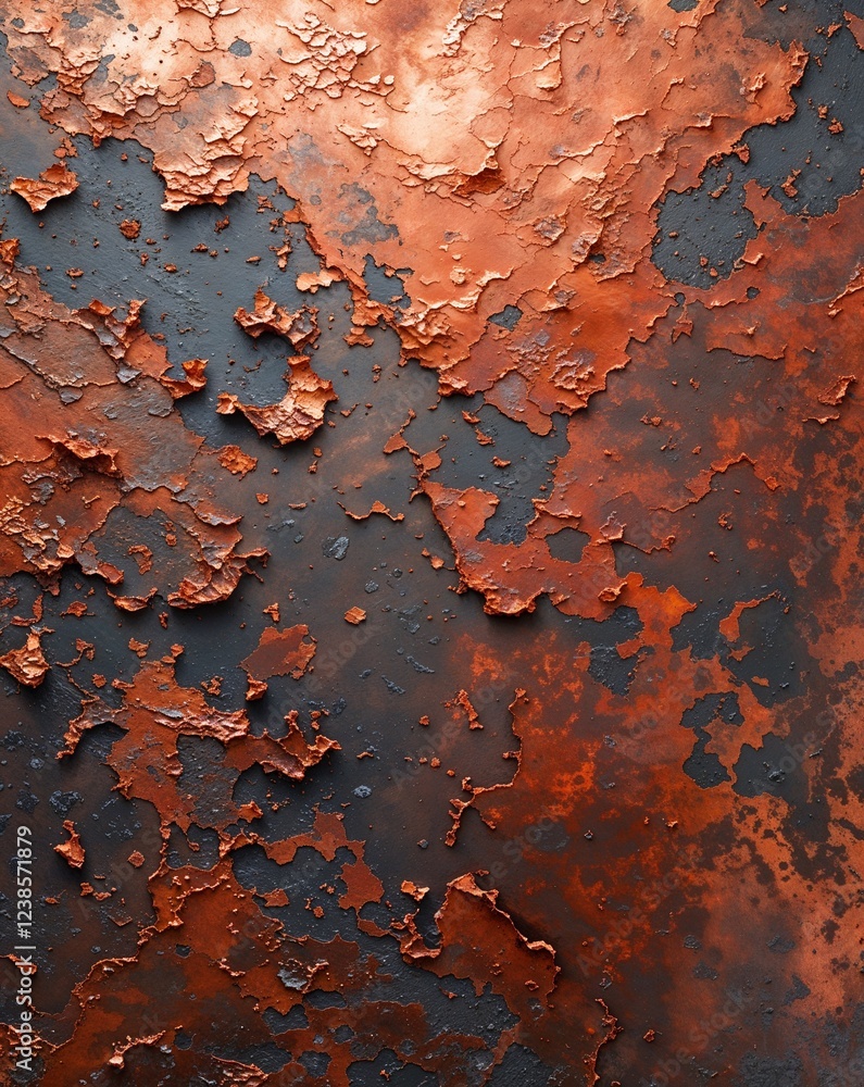 Poster faded copper with rough textures and weathered oxidized patterns abstract rusty surfaces background