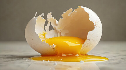 Egg lover, A realistic image of a cracked egg showcasing its interior details in high fidelity.