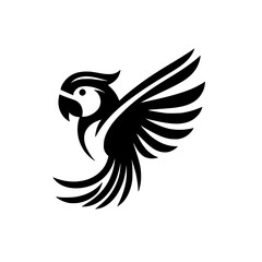 Elegant Black and White Parrot Logo Design: A Stunning Avian Symbol