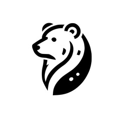 Majestic Polar Bear Head: Minimalist Black and White Vector Illustration