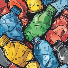Colorful Cartoon Style Illustration of Bottles in Creative Arrangement