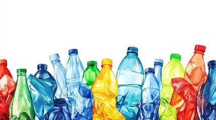 Colorful Cartoon Style Illustration of Various Plastic Bottles