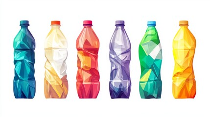 Colorful Minimalist Illustration of Bottles in Cartoon Style Design