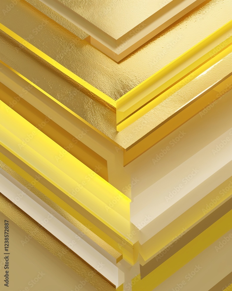 Poster gold and lemon yellow bright layered stripes with soft gradient transitions abstract background