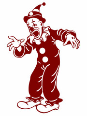 Scary Clown with Wild Expression, Bright Costume, and Disturbing Makeup