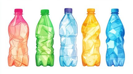 Colorful Cartoon Style Plastic Bottles in Various Designs