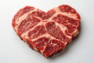 Fototapeta premium raw beef steak in a love heart shape 
