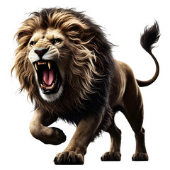 A fierce roaring lion digital image in PNG with no background - Roaring Lion PNG - Transparent background lion image
