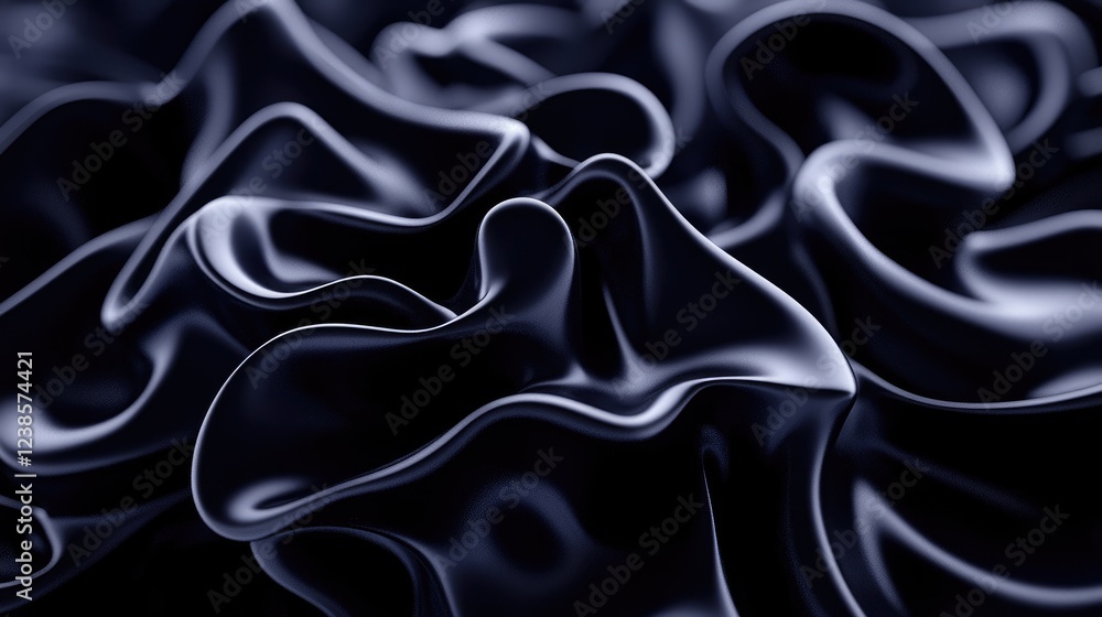 Poster dynamic flow of black liquid patterns abstract art close-up studio setting modern aesthetic