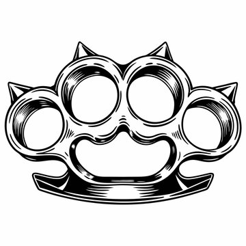 Brass Knuckles with Spiked Design and Polished Finish, Powerful and Aggressive