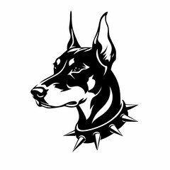 oberman Dog with Spiked Collar, Fierce and Strong Expression