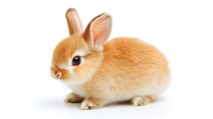 Fototapeta premium Playful young rabbit studio setting animal photography white background close-up adorable pet concept